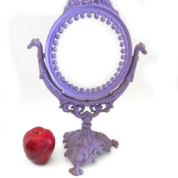 Antique Victorian Ornate Swivel Cast Iron Mirror Stand Frame No Mirror Lavender - Picture 8 of 10